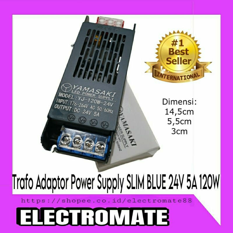 Jual Trafo Adaptor Power Supply SLIM BLUE 24V 5A 120W MURNI GARANSI 1 ...