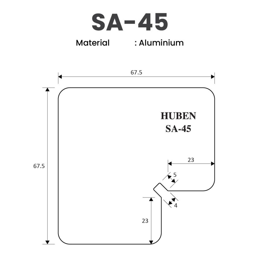 Jual Huben AH-45 / SA-45 Siku Besi Konektor Frame Aluminium Profile ...