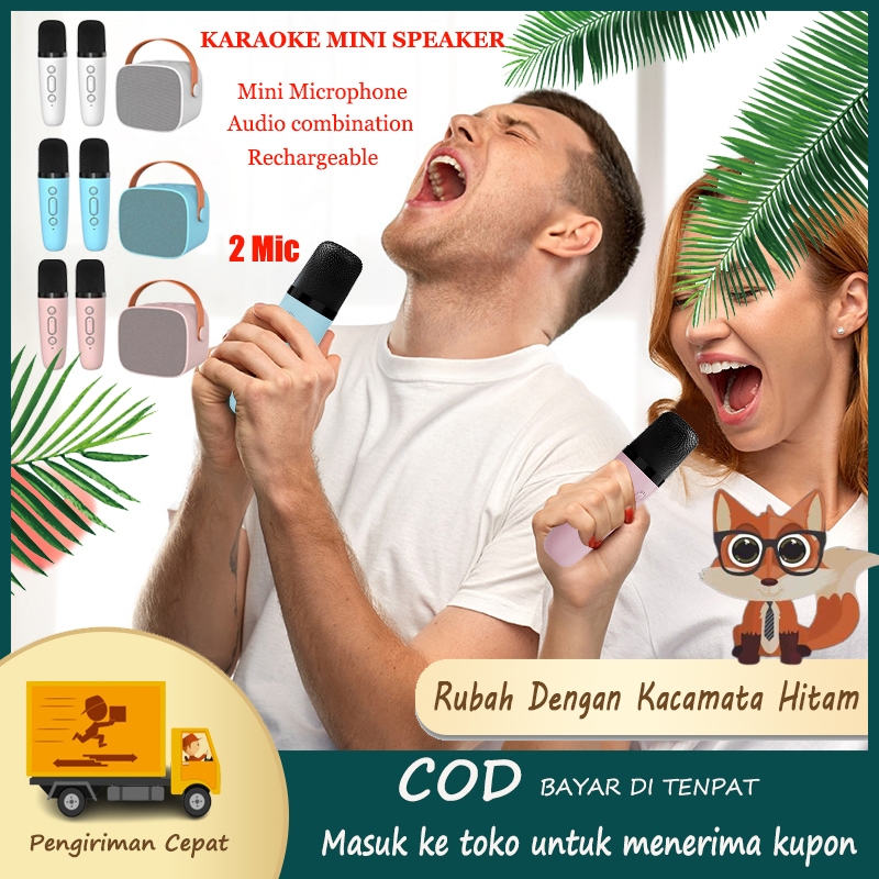 Jual 【COD】Speaker Microphone Karaoke Set Bluetooth Mini Full bass ...