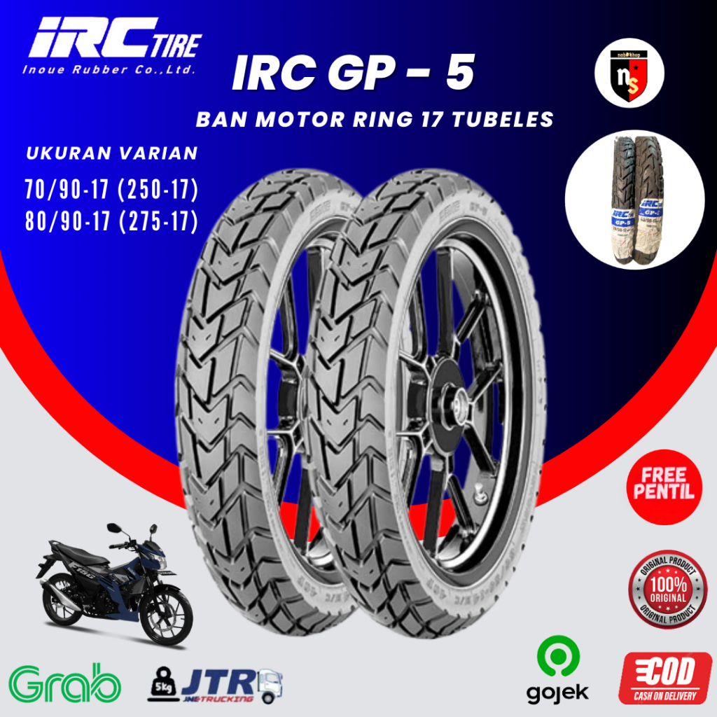 Jual Ban Motor IRC GP-5 80/90 Ring 17 Tubles | Shopee Indonesia