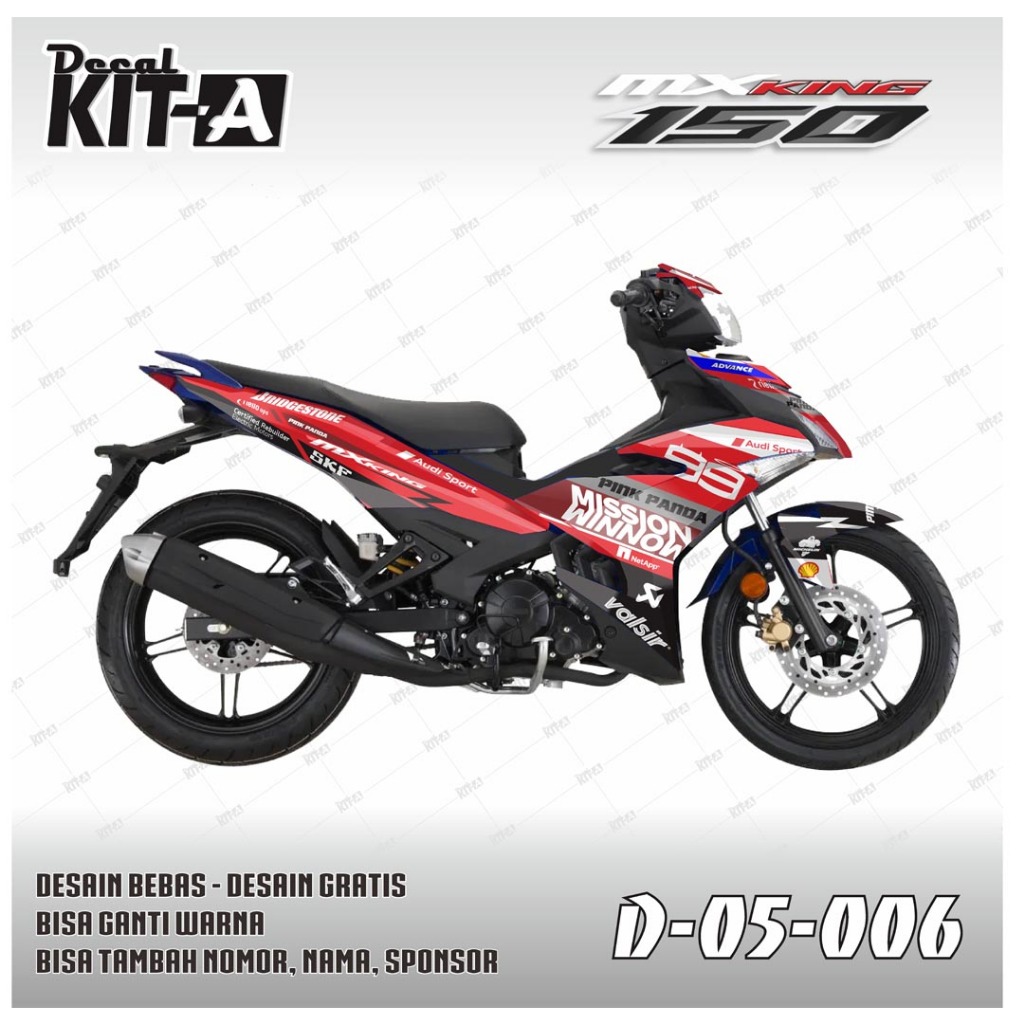 Jual Decal Sticker Variasi Jupiter MX KING DESIGN RACING MERAH D-O5-006 ...