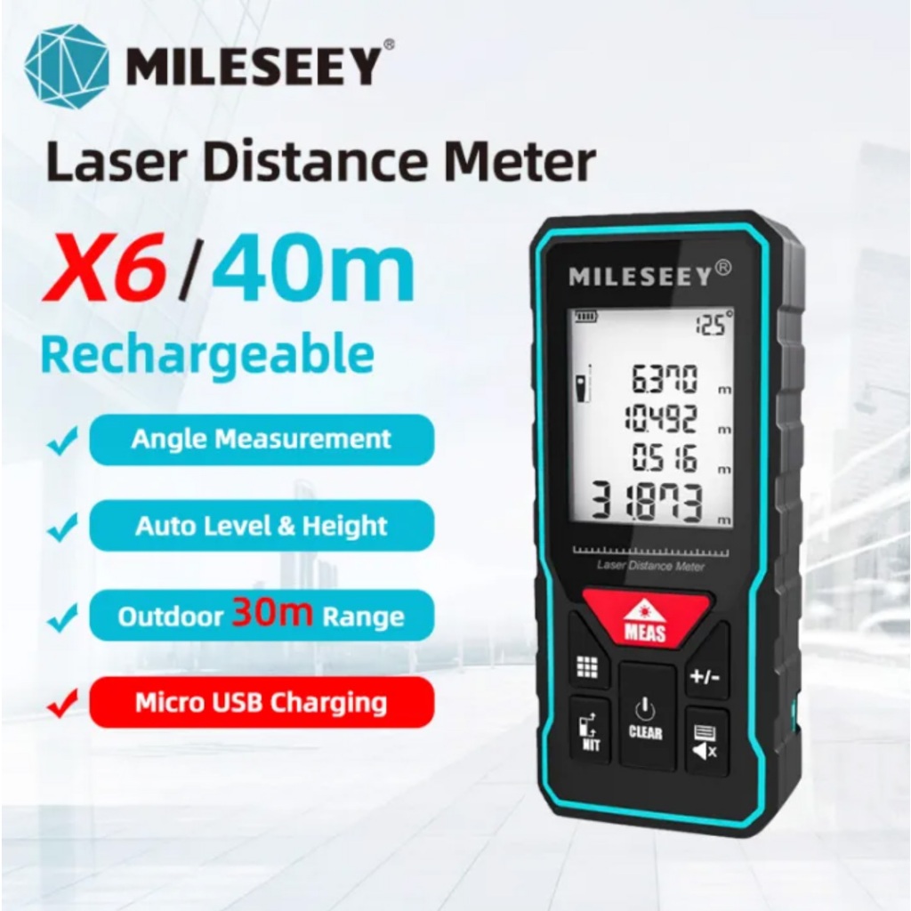 Jual Mileseey Laser Distance Meter with Angle X6 40m 60m 80m 100m Laser ...
