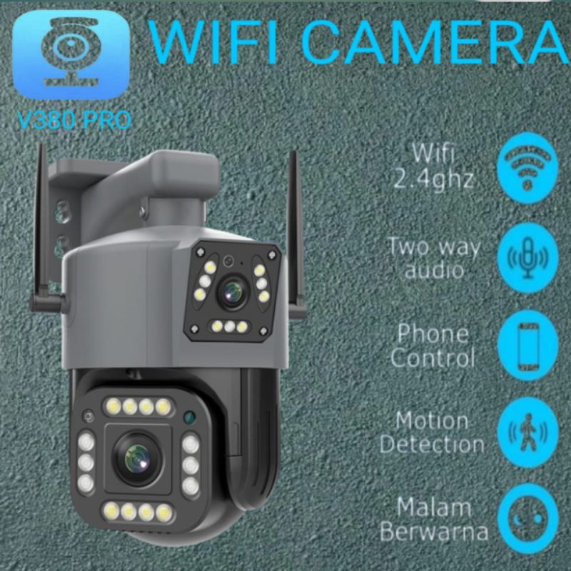 Jual New Ptz Speed Dome Double Lens App V Pro Ip Camera Cctv Outdoor Waterproof Shopee