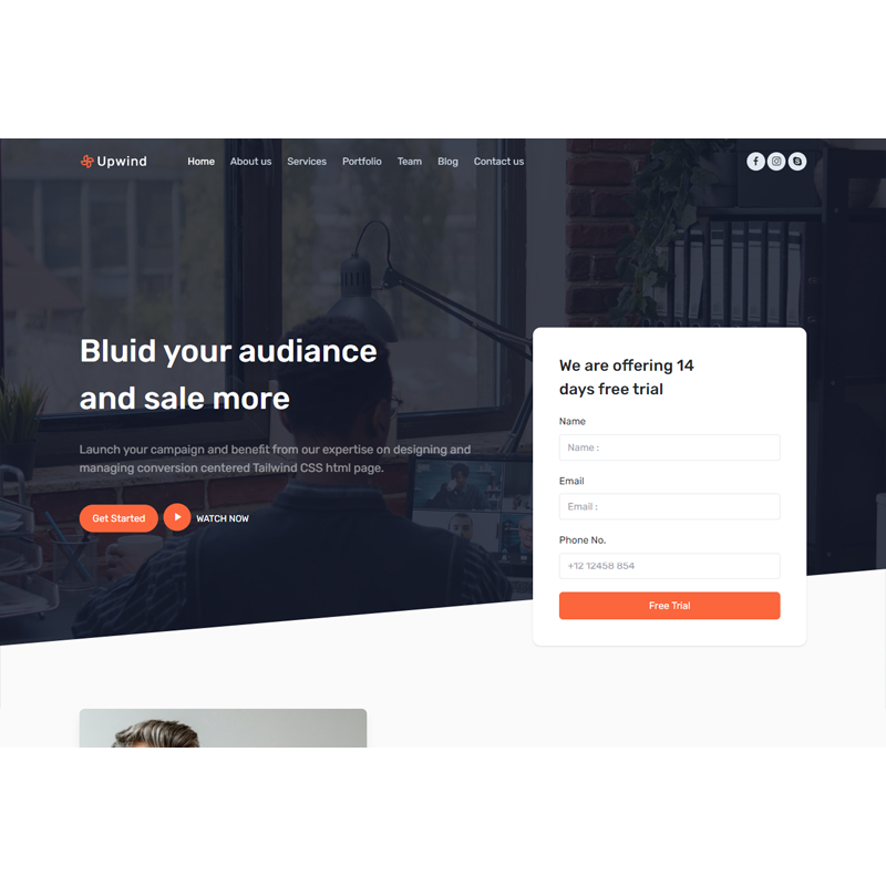 Jual Upwind v1.1 - Tailwind CSS React Premium Landing Page Web Template ...