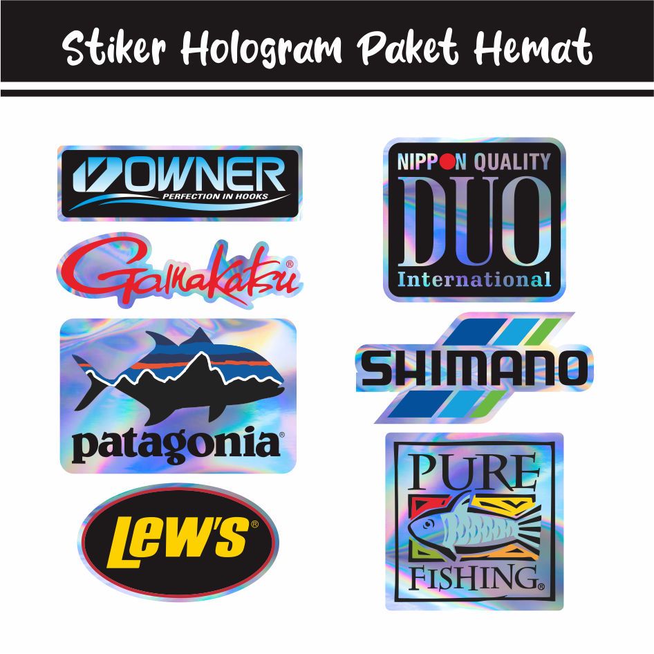 Stiker Mancing Terlaris Brand Logo Pancing Murah 4 Pcs Hologram