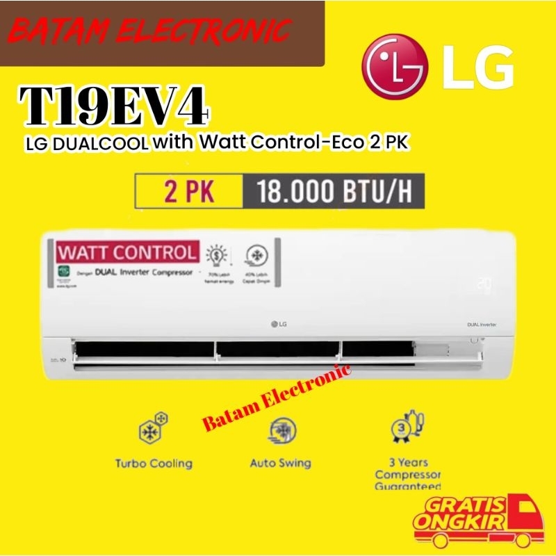 Jual AC LG 2 PK T19EV4 DUALCOOL INVERTER Watt Control Eco Shopee