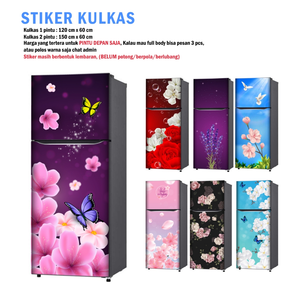 Jual Stiker Kulkas 1 Pintu dan Sticker Kulkas 2 pintu Bunga Cantik ...