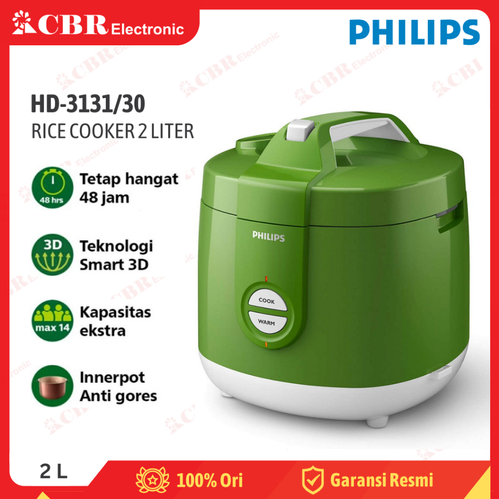 Jual Rice Cooker PHILIPS HD3131/30 (HIJAU) 2 Liter Shopee Indonesia