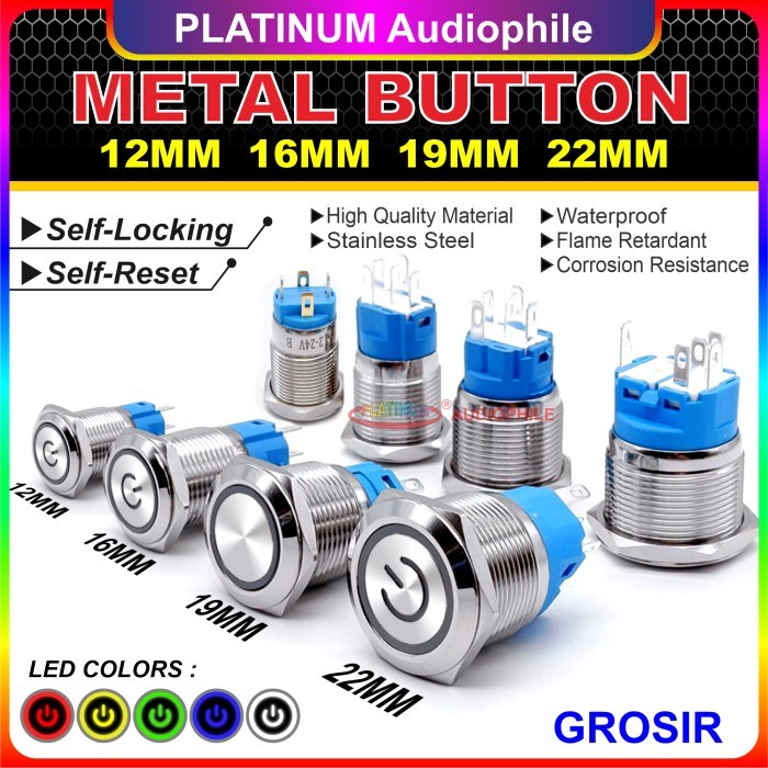 Jual Saklar On Off Stainless Lampu Metal Push Button Switch 12mm 16mm ...