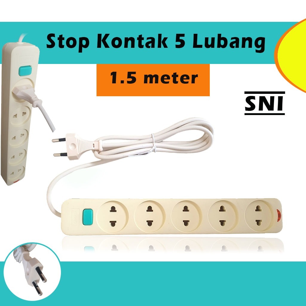 Jual Ideku Colokan Listrik 5 Lubang 1.5 Meter Saklar ON OFF Indikator ...