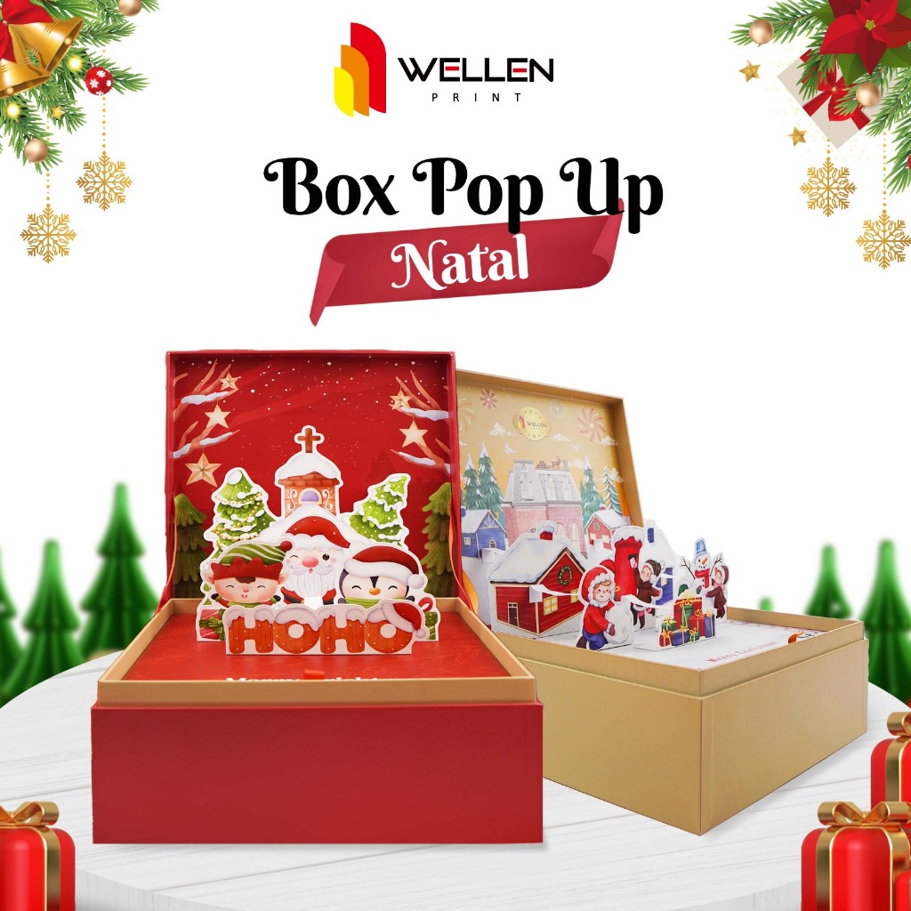 Jual Wellen Print Cetak Box Hampers Pop Up Natal Print Kotak Kue