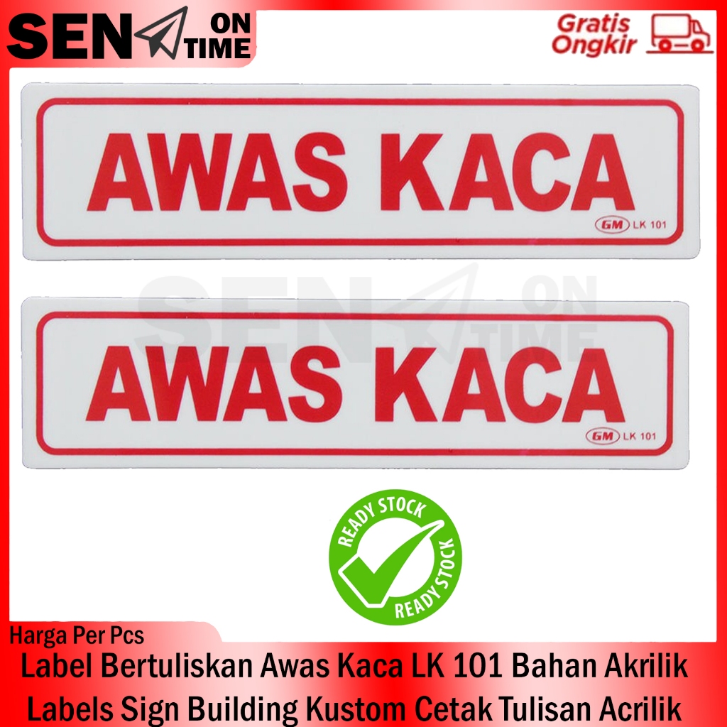 Jual Label Awas Kaca Petunjuk Push Acrylic Sticker Stiker Gm Penanda Peringatan Menandai