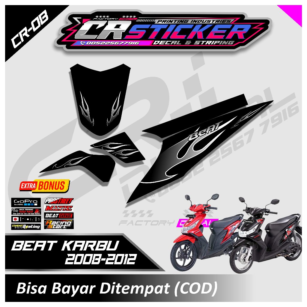 Jual Striping Transparan Design Beat Karbu Api Modifikasi Terbaru Stiker Stripping Beat Karbu