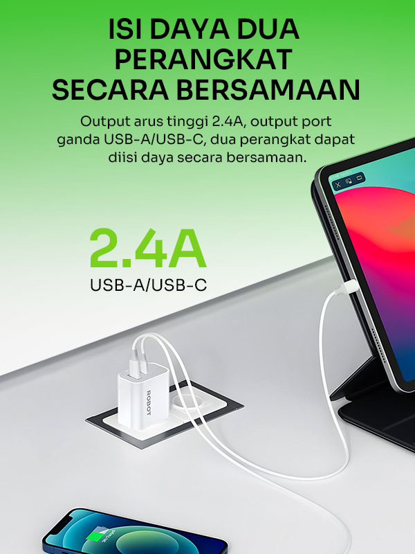 Jual Robot Adaptor Usb C Rt K Plus Charger Dual Output A Batok