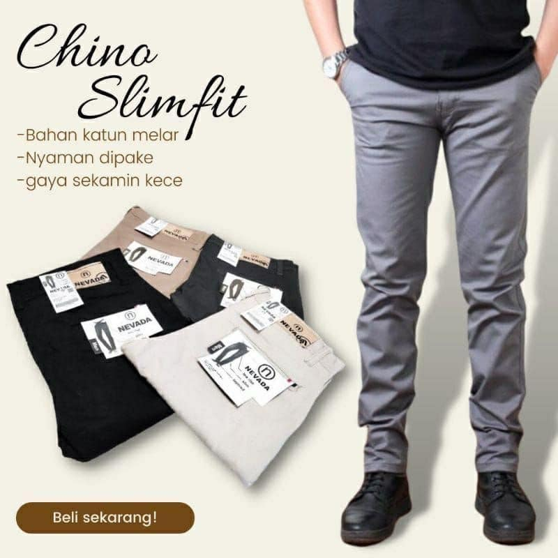 Jual Celana Chino Slimfit Panjang Pria Chinos Premium Bahan Katun Cinos Strech Modern Dewasa