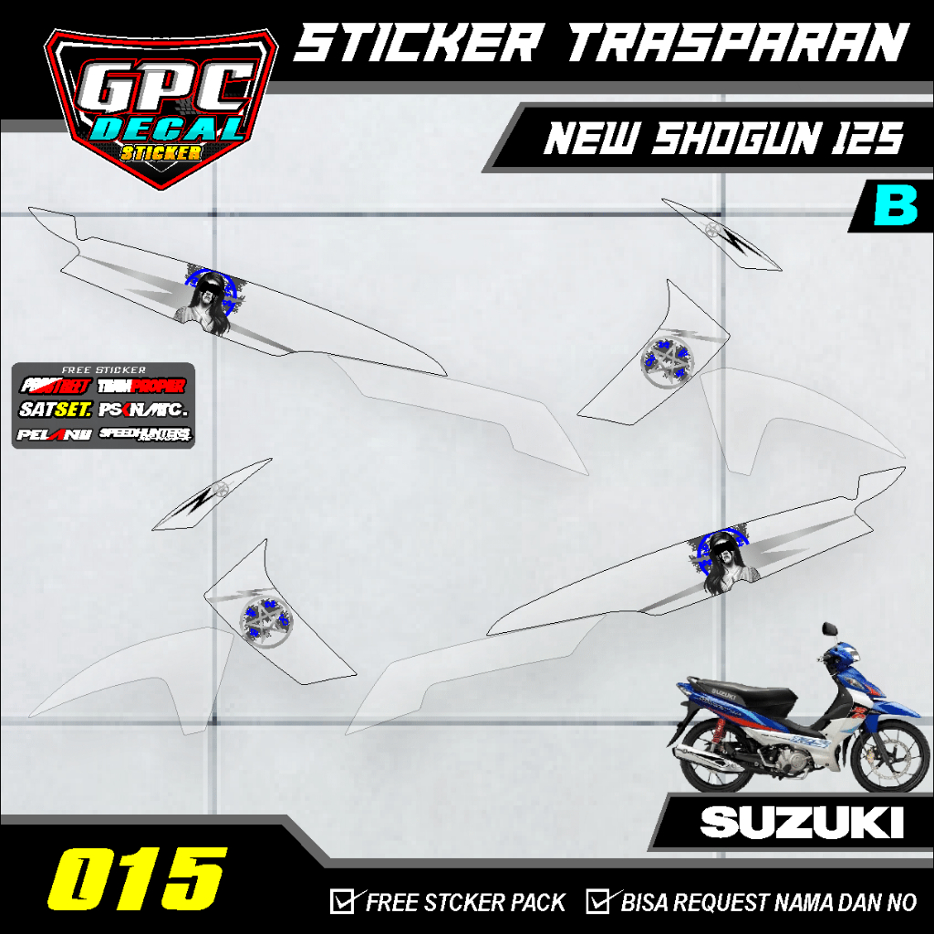 Jual STICKER STRIPING TRANSPARAN UV SHOGUN 125 NEW DESAIN LADY SATANIC ...