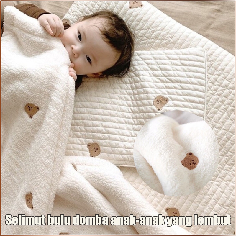 Jual Soft embroidery blanket selimut bayi lembut Bayi Motif Bear