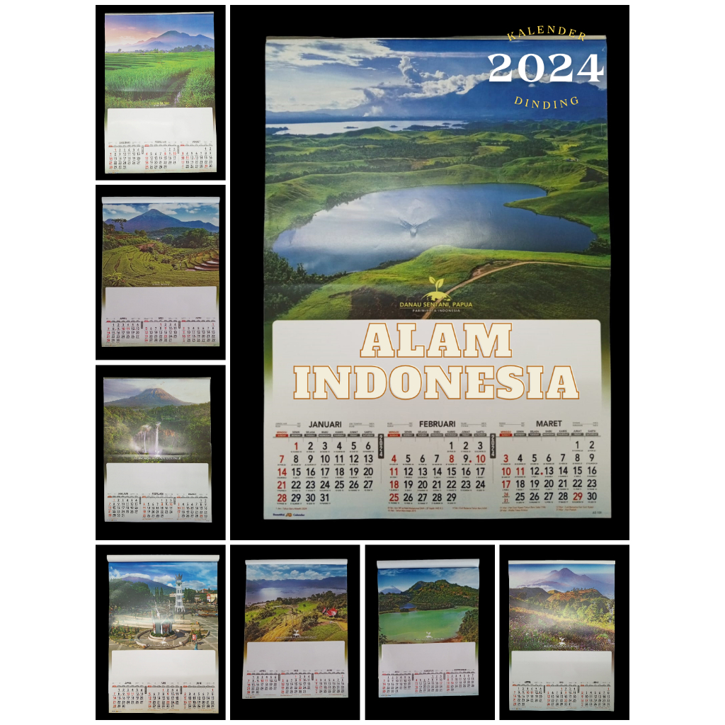 Jual Kalender dinding triwulan 2024 motif pemandangan alam indonesia