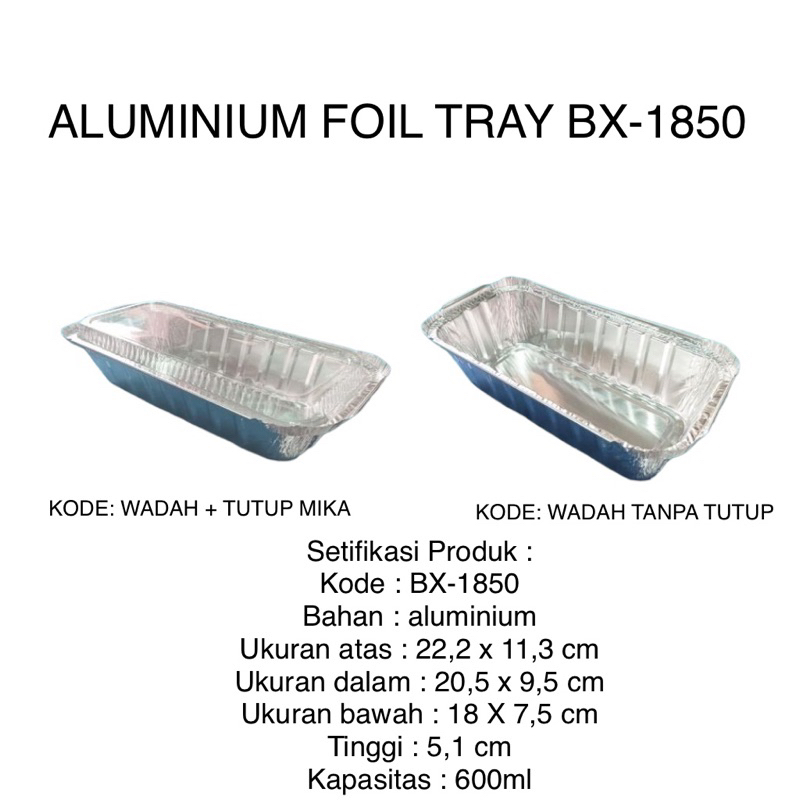 Jual ALUMINIUM TRAY BX-1850 600ml / WADAH ALUMINIUM FOIL TRAY BX1850 ...