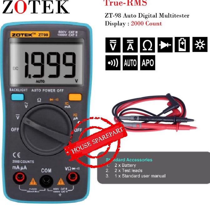 Jual B3stseller AVOMETER DIGITAL ZOTEK ZT98 / MULTITESTER DIGITAL