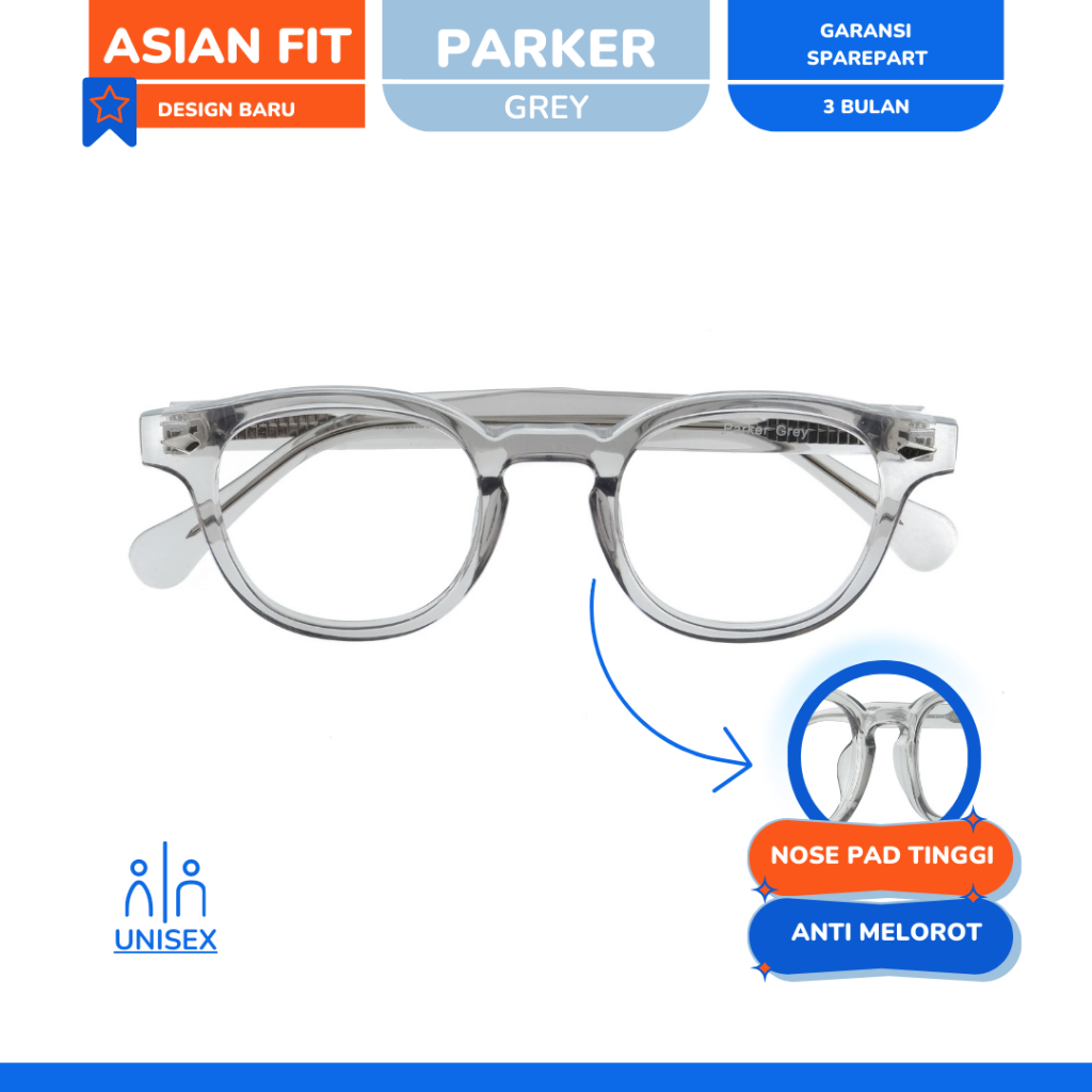 Jual Zonakacamata Asian Fit Parker Grey Frame Kacamata Priawanita Minussilinderplus