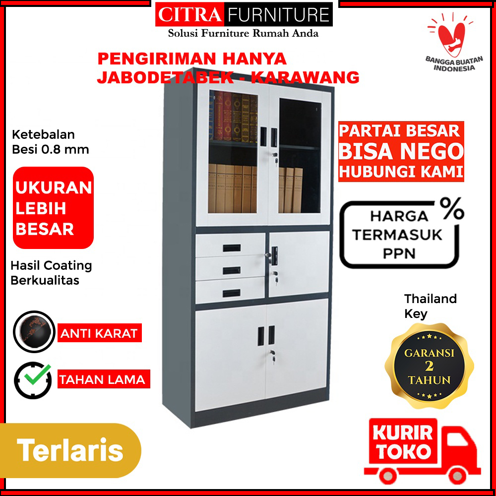 Jual Lemari Arsip Filling Kabinet Besi 2 Pintu 3 Laci Brankas -V S T ...