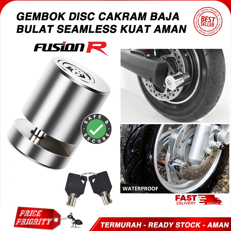 Jual [♣m88 ] Gembok Kunci Disc Cakram Bulat Baja Pengaman Motor Sepeda