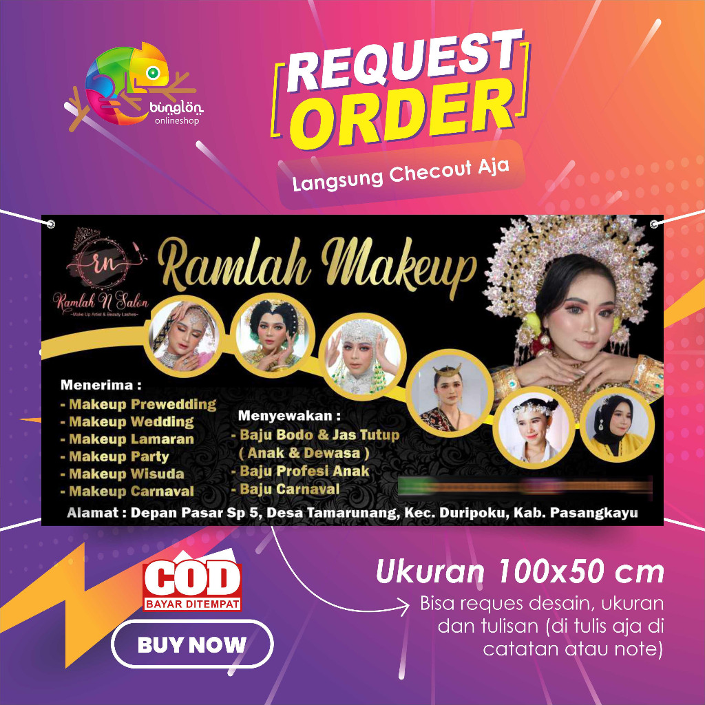 Jual Spanduk Banner Salon Rias Makeup Free Desain | Shopee Indonesia