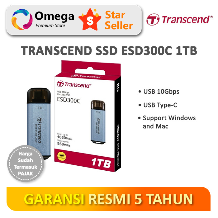 Jual Transcend Ssd Esd300c 1tb Eksternal Portable Usb Type C Shopee Indonesia 6752