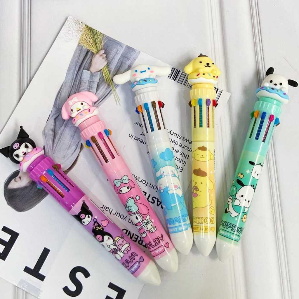 Jual Pulpen 10 Warna SANRIO Lucu/ Pen Sanrio 10 Warna Tinta Limited ...