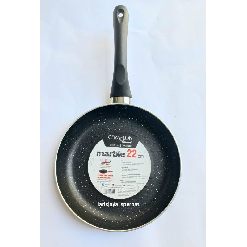 Jual cosmos ceraflon fryfan marble 22 cm CFP 22 MBF (HITAM) | Shopee ...