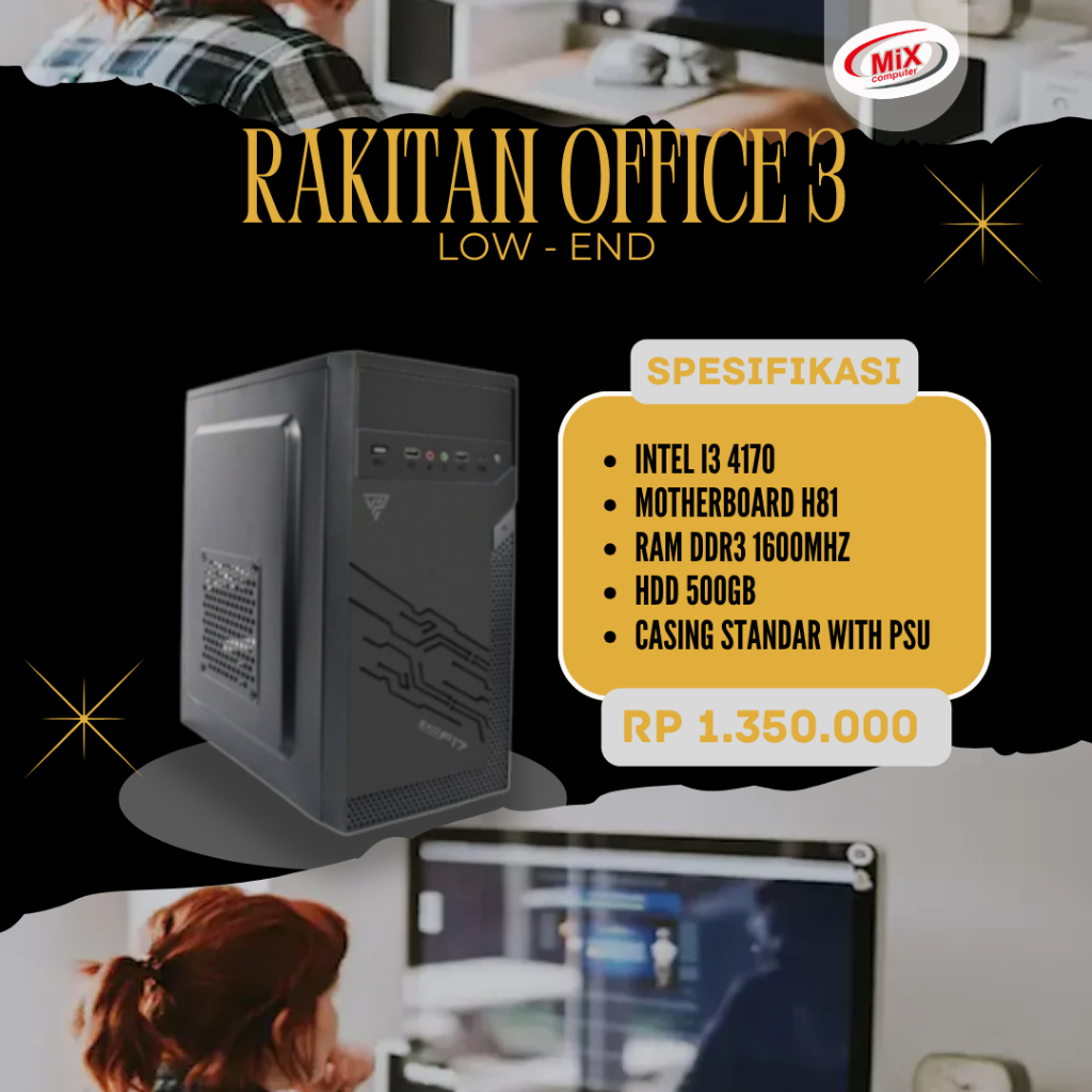 Jual Paket PC Komputer Rakitan Office 1 set Lengkap - Core i3-4170 SSD ...