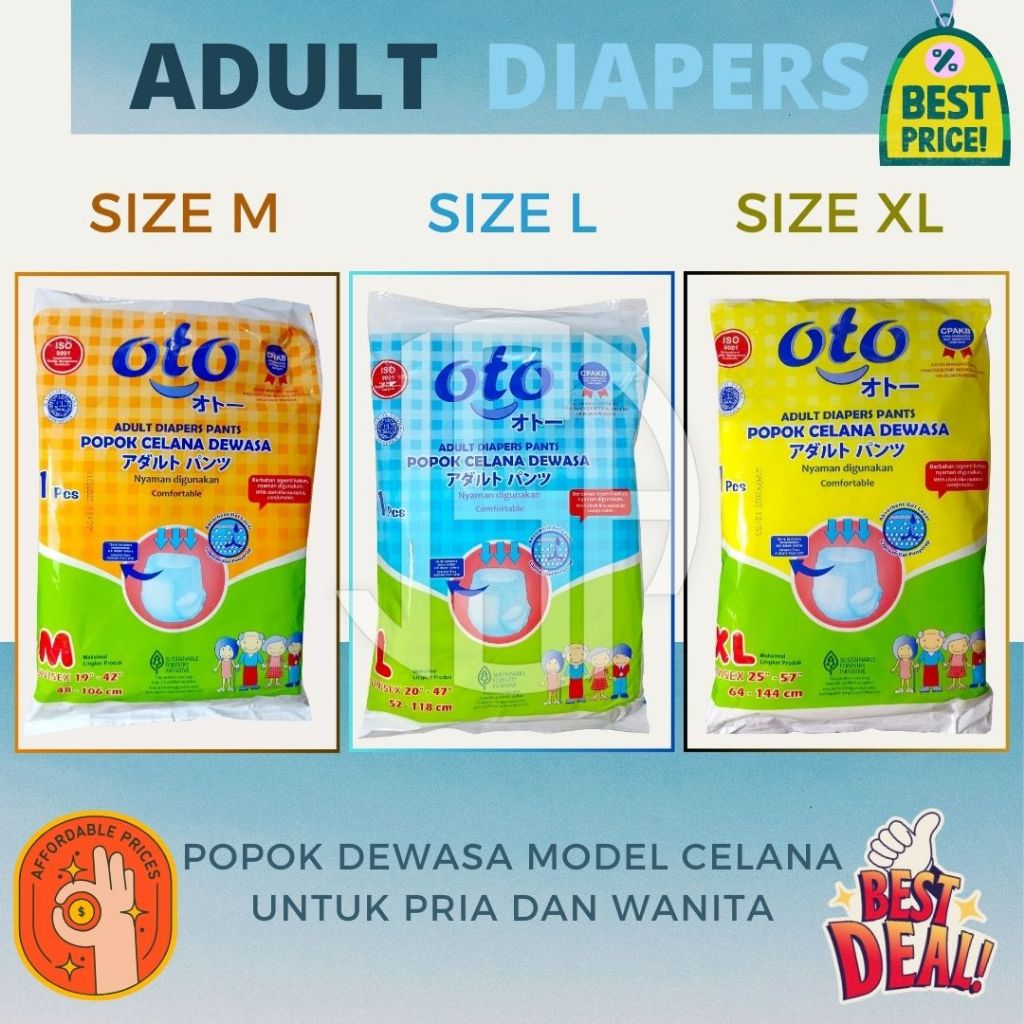 Jual OTO Popok Celana Dewasa Satuan 1pcs - Oto Adult Diapers Pants ...