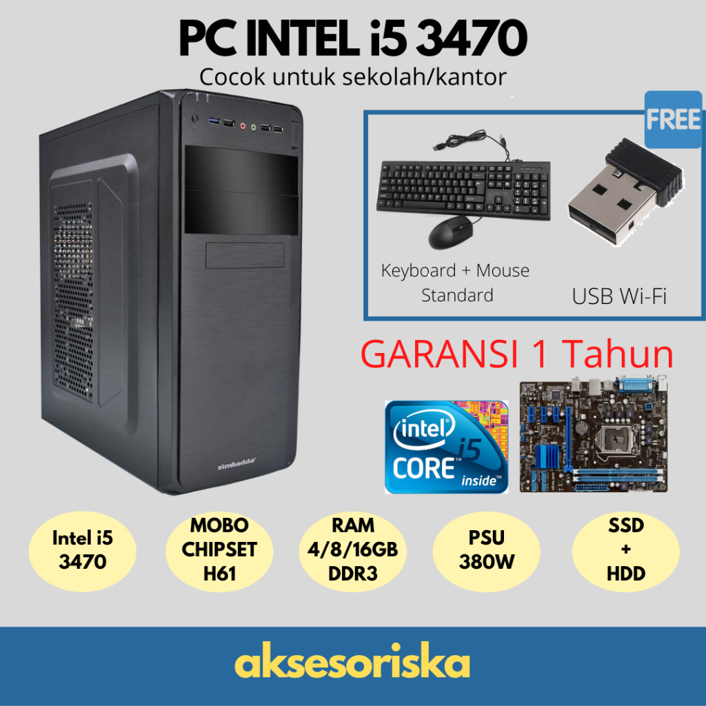 Jual Paket Cpu Pc Rakitan Intel Core I Pc Kantor Rumah Admin Shopee Indonesia