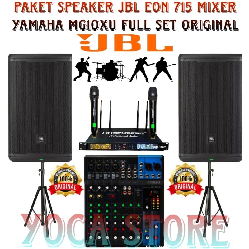 Jual Paket Karaoke JBL EON 715 Mixer Yamaha Mg10 2 Mic Wireless