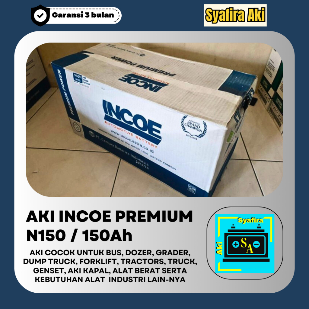 Jual AKI GENSET, BUS, TRUCK, FORKLIFT N150 INCOE PREMIUM 150Ah | Shopee ...