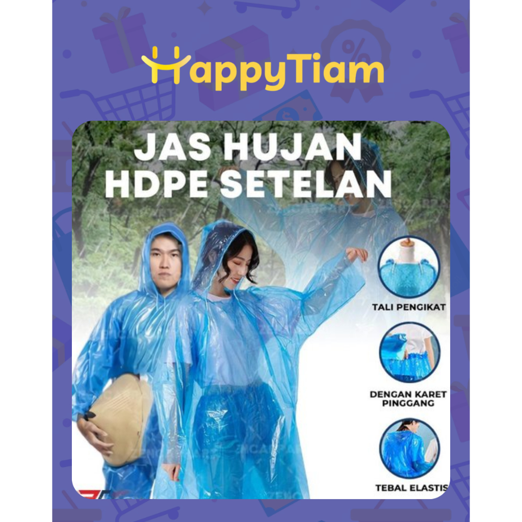 Jual JAS HUJAN HDPE PONCHO JAKET CELANA SETELAN DEWASA TEBAL RAINCOAT ...