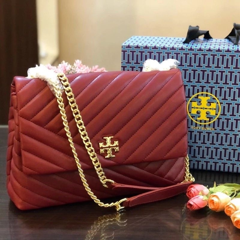 Tory Burch Kira Chevron Red Tas Tr Burch Kira Chevron Convertible