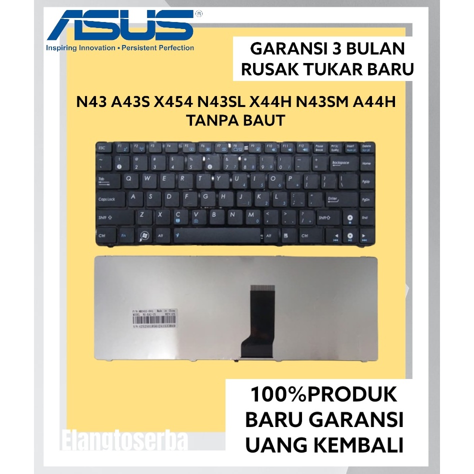 Jual Keyboard Asus A43 A43E A43U A43SJ K43 K43SJ X43U A44H Black ...