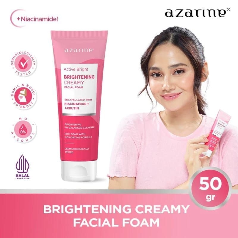 Jual AZARINE ACTIVE BRIGHT BRIGHTENING CREAMY FACIAL FOAM 50gr | Shopee ...