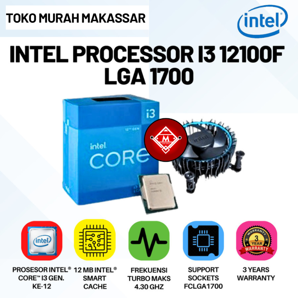 Jual INTEL PROCESSOR I3 12100F LGA 1700 / PRO71-INL | Shopee Indonesia