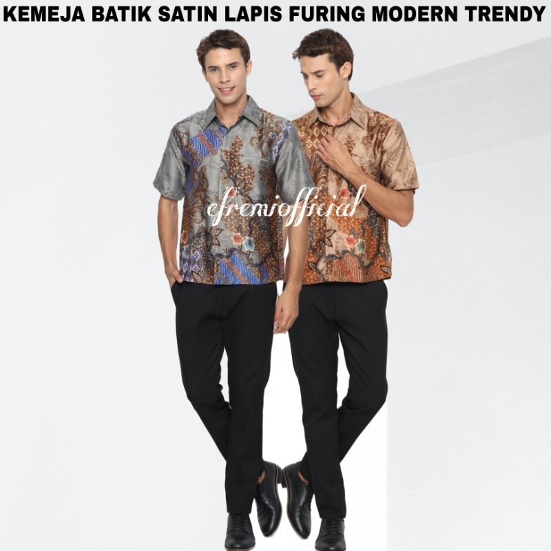 Jual Baju Kemeja Pria Batik Satin Lengan Pendek Kemeja Batik Formal Pesta Kantor Shopee