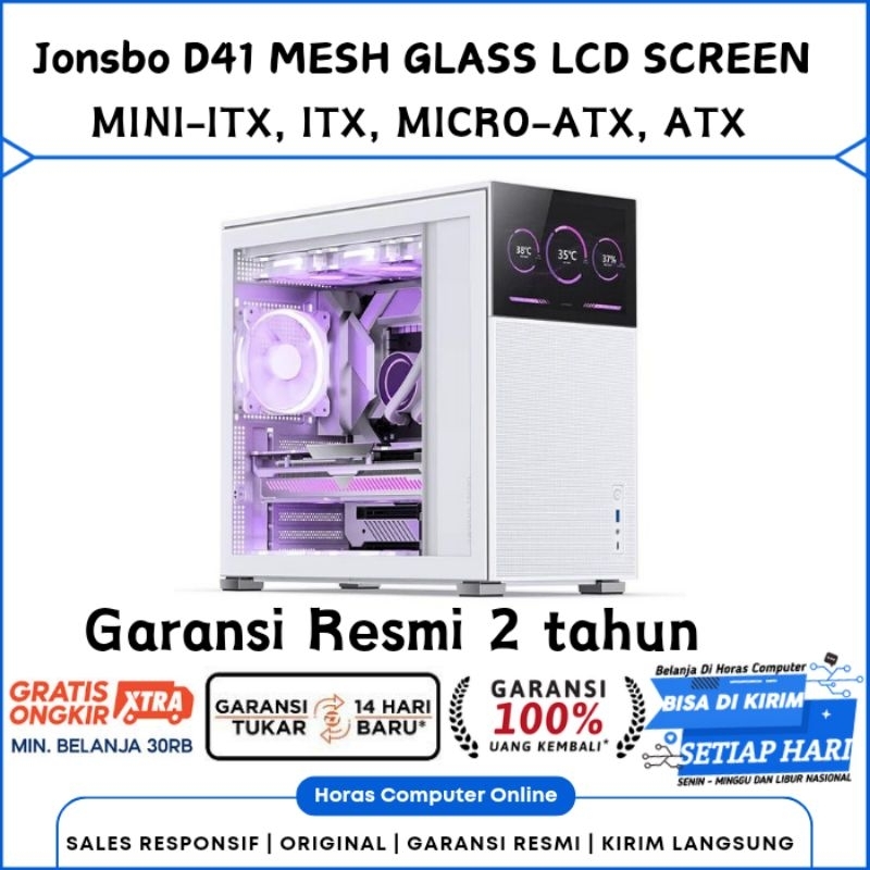 Jual CASING JONSBO D41 MESH LCD SCREEN WHITE GLASS - Micro ATX USB Type ...