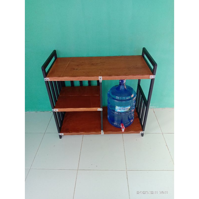 Jual meja kompor gas kayu 2 tingkat rak kompor multifungsi | Shopee ...