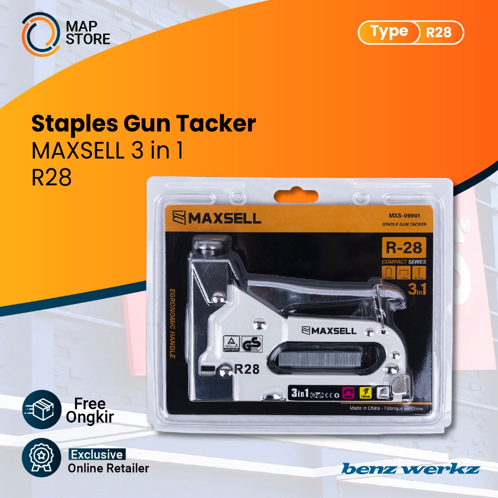 Jual Staples Gun Tacker MAXSELL 3 in 1 / Staple Jok Tembak R28 Hekter 3 ...