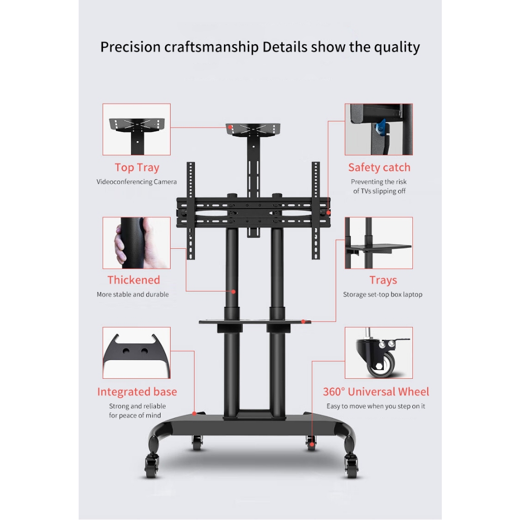Jual SAGE AVA1500 Bracket monitor TV LED LCD Standing Roda Dorong 32 ...