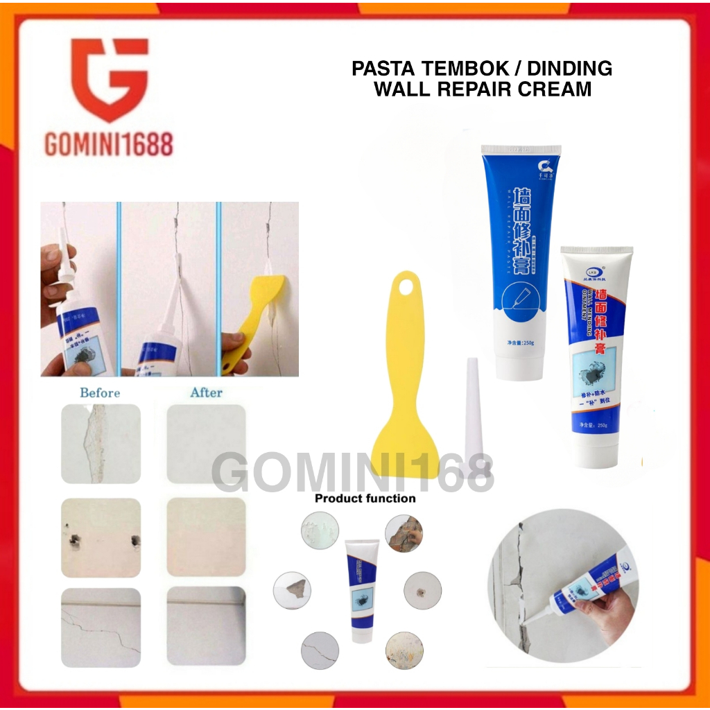 Jual Pasta Dempul Dinding Penambal Lubang dan Retak Tembok Wall Instant ...