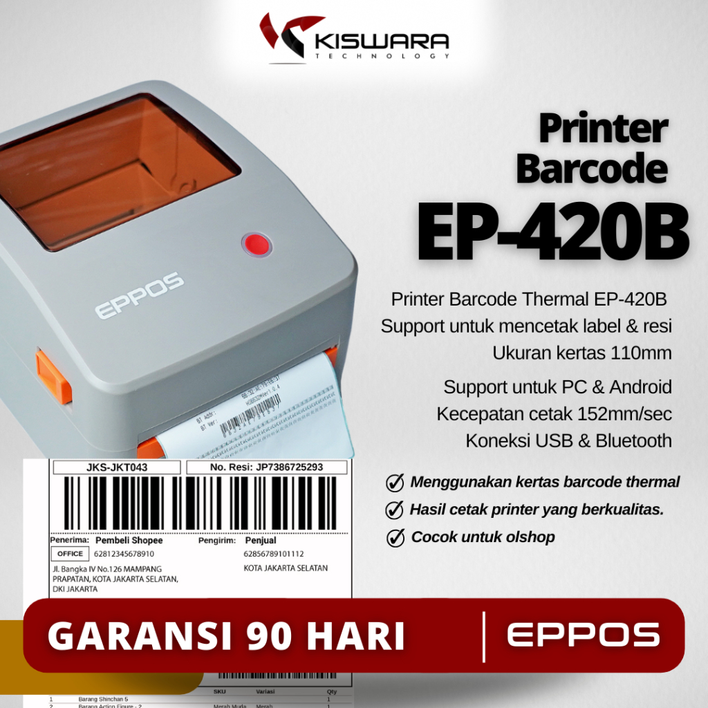 Jual Printer Label Barcode Resi Marketplace Thermal EPPOS EP-420B GREY ...