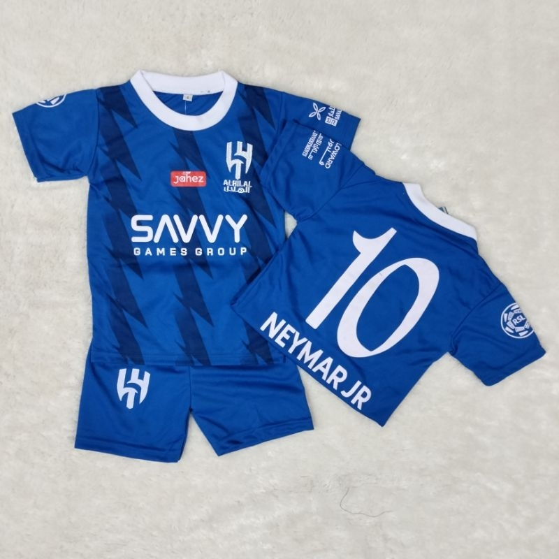 Completo Da Calcio AL HILAL Neymar Jr. – Maglia Numero 10 – Blu – Taglia 9-10 Anni – Completo Casa