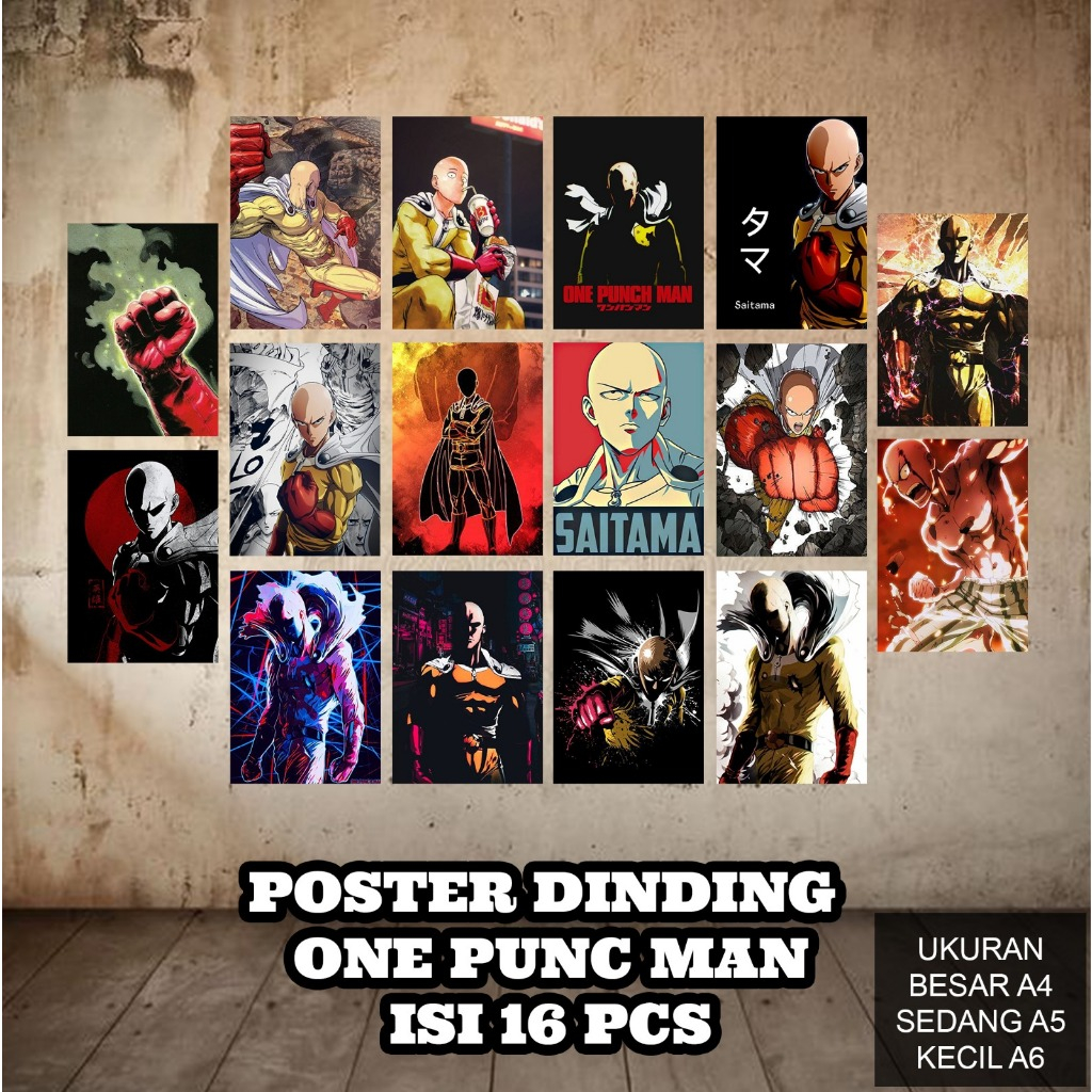 Jual Poster Dinding Anime Saitama Ukuran A4 A5 A6 | Isi 16 PCS Poster ...